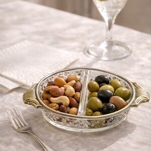 🩶 Vintage Fostoria Silver Overlay Relish Tray • Art Deco Handles • 1940s–50s✨